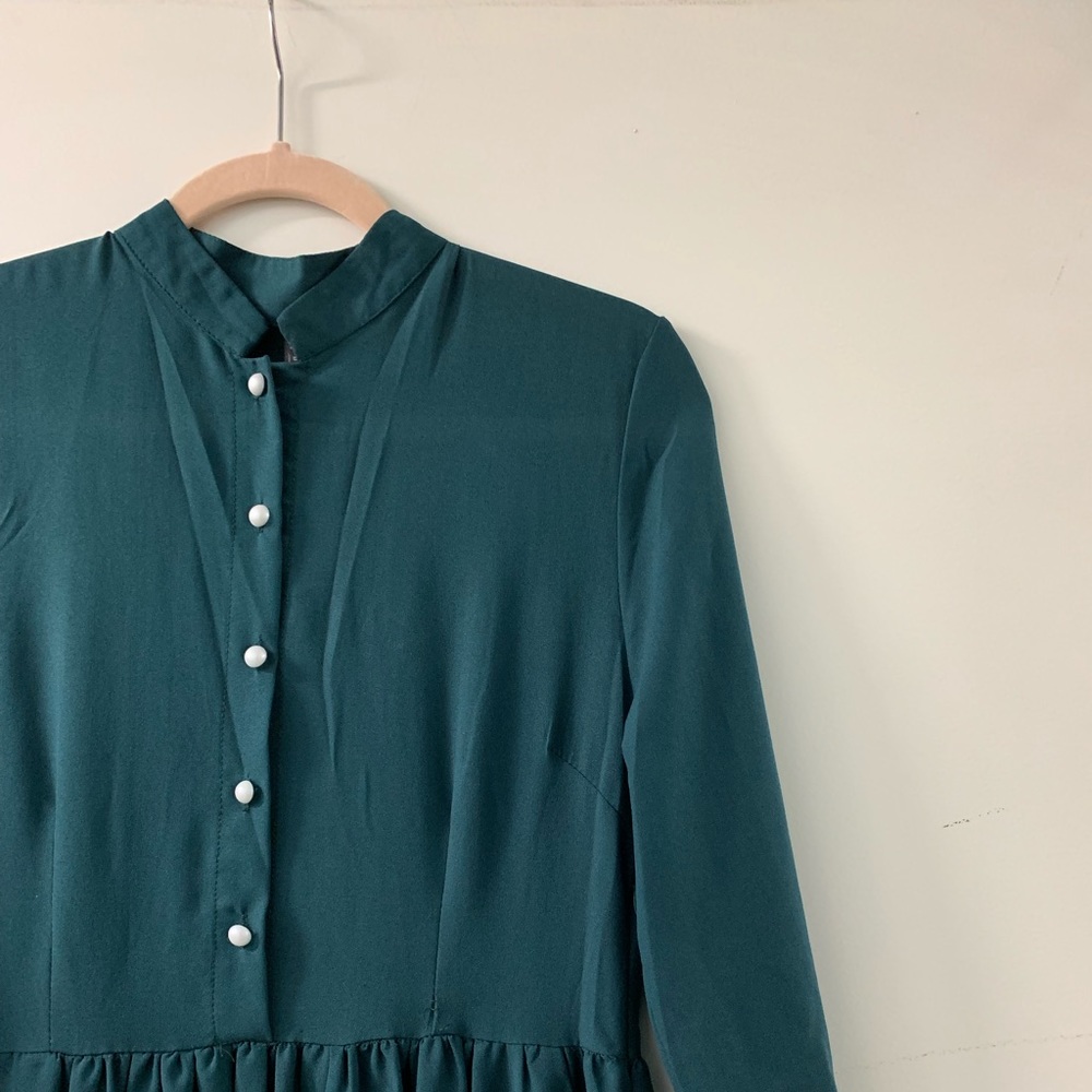 Hunter Green pearl Embellished Dress